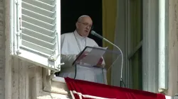 Pope Francis delivers his Angelus address at the Vatican, Aug. 1, 2021. Screenshot from Vatican News YouTube channel.